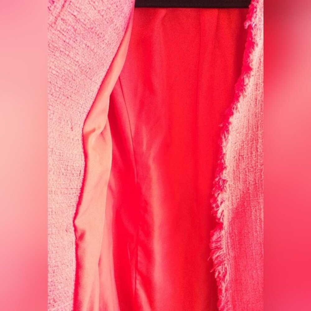 Rachel Zoe Red Tweed Longline Blazer M - Picture 8 of 11